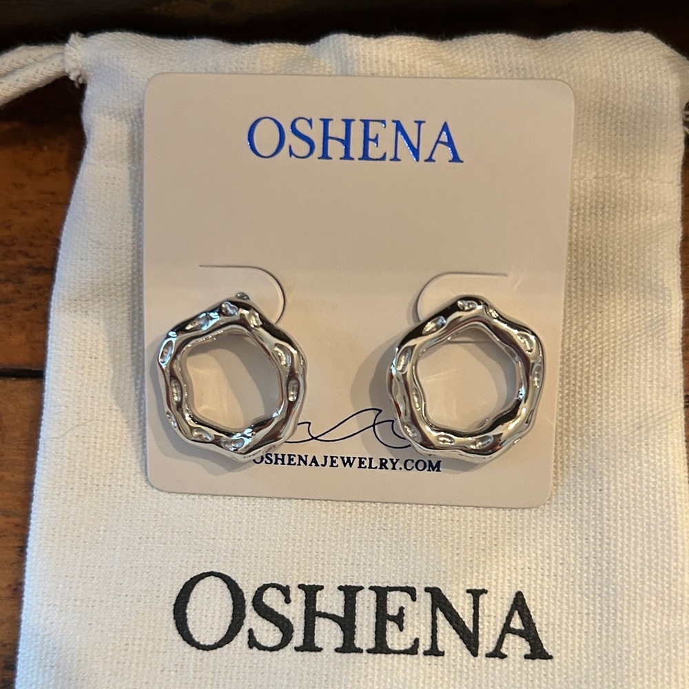 Oshena Designer Beachwear wavy shape‎ Silver Earrings